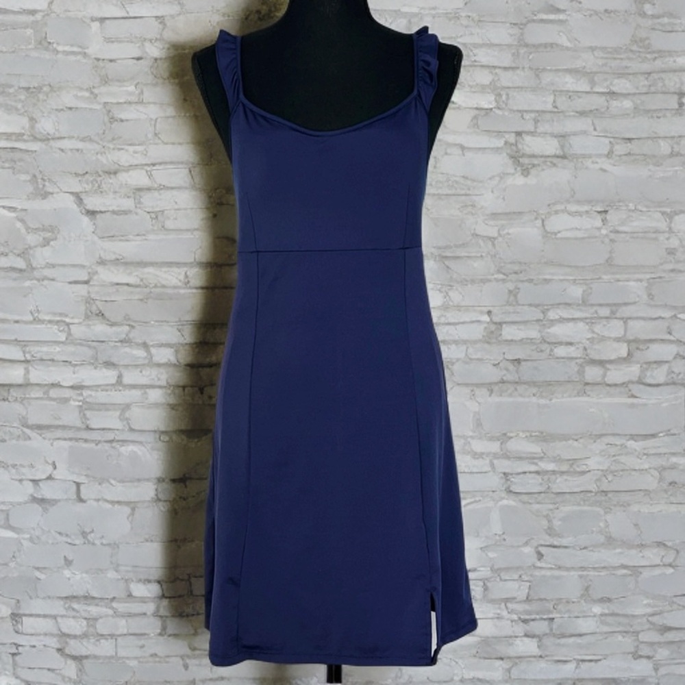 🔷Sincerely Jules Navy Tennis Dress Ruffle Strap Built-In Shorts Crisscross Back